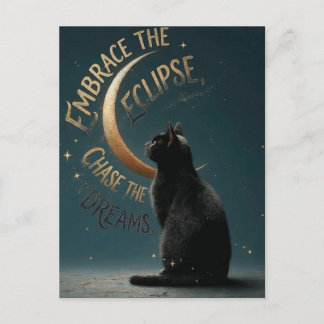 "Embrace the Eclipse" Celestial Cat Illustration Feiertagspostkarte