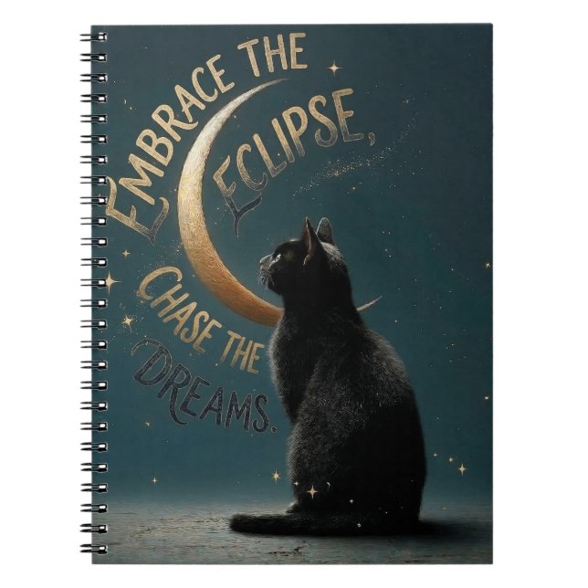 "Embrace the Eclipse" Celestial Cat Illustration Notizblock (Vorderseite)