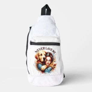 Embrace zwischen Frau und Hund Crossbody Bag
