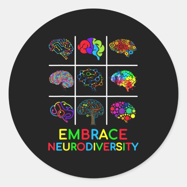 Embrase Neuroversity Video Game Autismus Bewusstse Runder Aufkleber (Vorderseite)