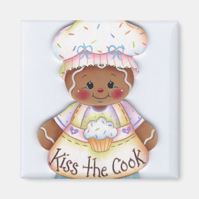 Embrasse le pain d'épices cuisinier Magnet Chef (Devant)