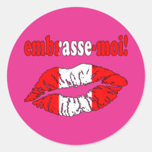 Embrasse-Moi - Kiss Me in Kanadisch - Flirten Runder Aufkleber