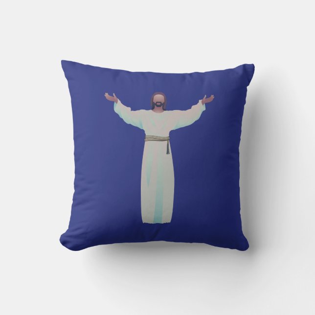Embrassez Jésus - coussin décoratif en bleu foncé (Recto)