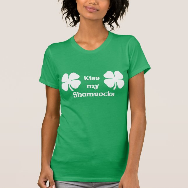 Embrassez mon T-shirt vert de shamrocks (Devant)