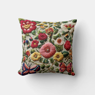 Embroidered Floral Kissen