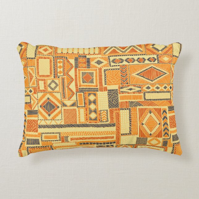 Embroidered seamless patchwork pattern. Bohemian o Dekokissen (Vorderseite)