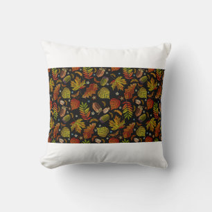 Embroidery art. Autumn seamless pattern. Leaves, a Kissen