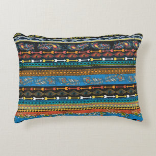 Embroidery colorful simplified ethnic feathers pat dekokissen