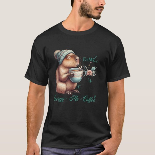 EMC2 Funny Science Coffee Energy Niedlich Capybara T-Shirt (Vorderseite)