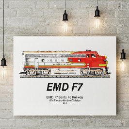 EMD F7 Santa Fe Warbonnet Diesel Locomotive. Poster