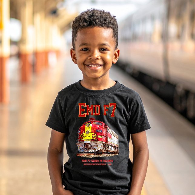 EMD F7 Santa Fe Warbonnet Diesel Locomotive. T-Shirt (EMD F7 Santa Fe Warbonnet Diesel Locomotive. Boy Basic T-Shirt)