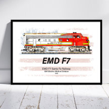 EMD F7 Santa Fe Warbonnet mit amerikanischer Flagg