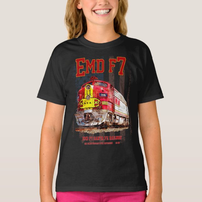 EMD F7 Santa Fe Warbonnet with American Flag. T-Shirt (Vorderseite)