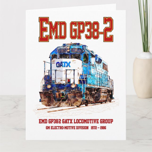 EMD GP38-2 Diesel Lokomotive GATX blau und weiß Dankeskarte (Vorderseite)