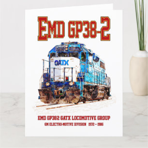 EMD GP38-2 Diesel Lokomotive GATX blau und weiß Dankeskarte