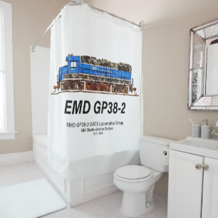 EMD GP38-2 Diesel Lokomotive GATX blau und weiß Duschvorhang