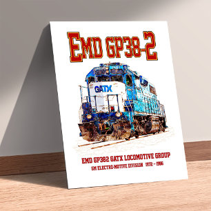 EMD GP38-2 Diesel Lokomotive GATX blau und weiß Poster