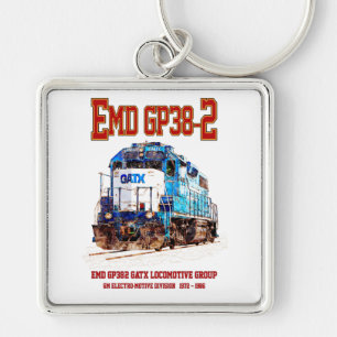 EMD GP38-2 Diesel Lokomotive GATX blau und weiß Schlüsselanhänger