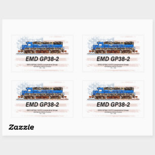 EMD GP38-2 Diesel Lokomotive und amerikanische Fla Rechteckiger Aufkleber
