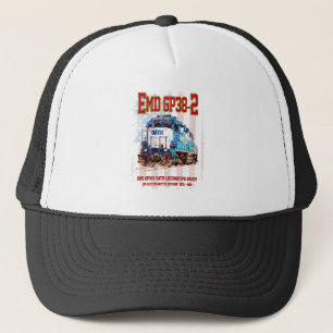 EMD GP38-2 Diesel Lokomotive und amerikanische Fla Truckerkappe