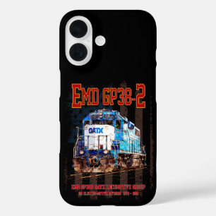 EMD GP38-2 Diesellokomotive und amerikanische Flag iPhone 16 Hülle