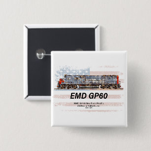 EMD GP60 Diesel Lokomotive und amerikanische Flagg Button