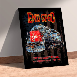 EMD GP60 Diesel Lokomotive und amerikanische Flagg Fotodruck