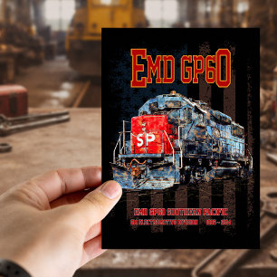EMD GP60 Diesel Lokomotive und amerikanische Flagg Postkarte