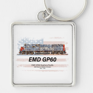 EMD GP60 Diesel Lokomotive und amerikanische Flagg Schlüsselanhänger