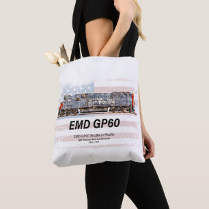 EMD GP60 Diesel Lokomotive und amerikanische Flagg Tasche