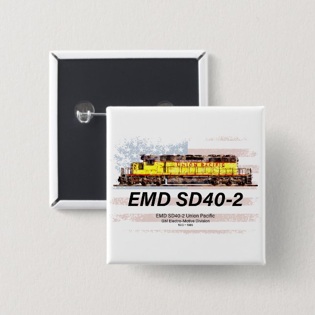 EMD SD40-2 Diesellokomotive. Amerikanische Flagge Button (Vorne & Hinten)