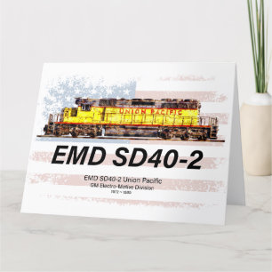 EMD SD40-2 Diesellokomotive. Amerikanische Flagge Dankeskarte