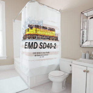 EMD SD40-2 Diesellokomotive. Amerikanische Flagge Duschvorhang