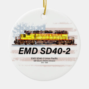 EMD SD40-2 Diesellokomotive. Amerikanische Flagge Keramik Ornament