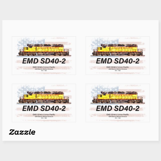 EMD SD40-2 Diesellokomotive. Amerikanische Flagge Rechteckiger Aufkleber (Blatt)