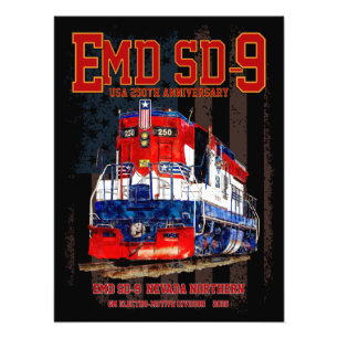 EMD SD-9 Lokomotive USA 250. Jubiläumsbemalung Fotodruck