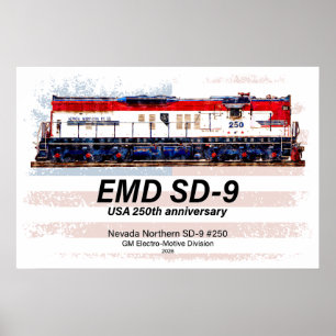 EMD SD-9 Lokomotive USA 250. Jubiläumsbemalung Poster