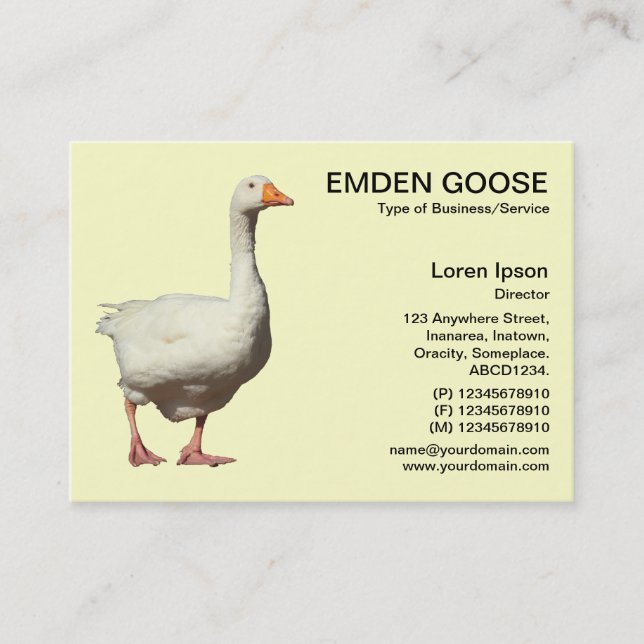 Emden Goose - blassgelb Visitenkarte (Vorderseite)