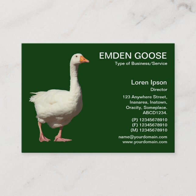 Emden Goose - Dunkler Wald |grün Visitenkarte (Vorderseite)