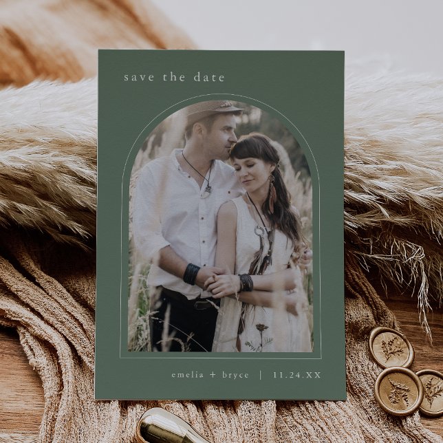 EMELIA Arch Foto Modernes Gebirge Einfache Hochzei Save The Date (EMELIA Arch Photo Modern Mountain Simple Wedding Save The Date)