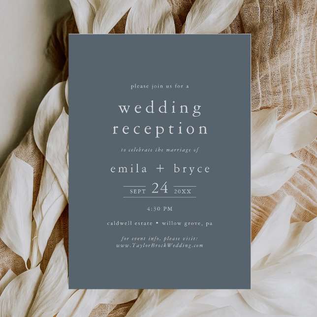 EMELIA Dusty Blue Winter Minimaler Hochzeitsempfan Einladung (EMELIA Dusty Blue Winter Minimal Wedding Reception Invitation)
