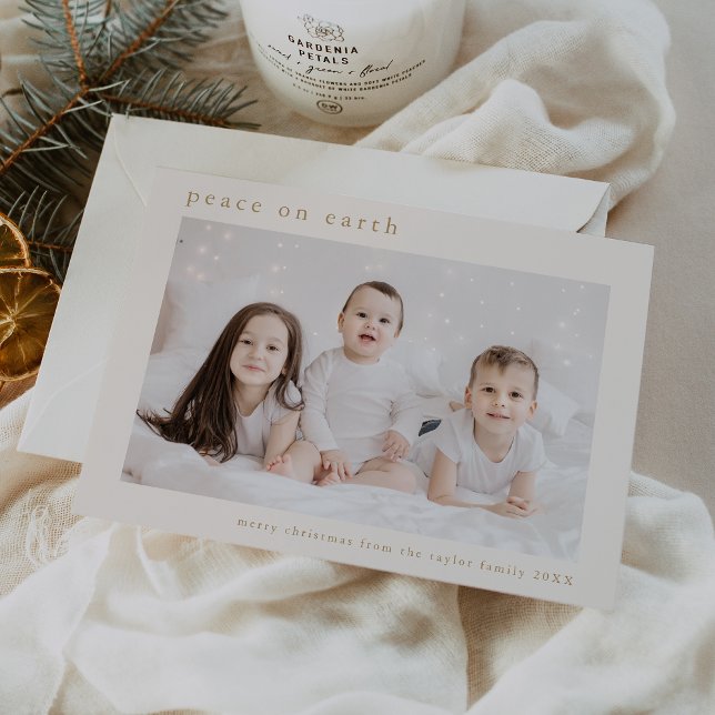 EMELIA Gold Family Foto Weltfrieden Weihnachten (EMELIA Gold Family Photo Peace On Earth Christmas Holiday Card)