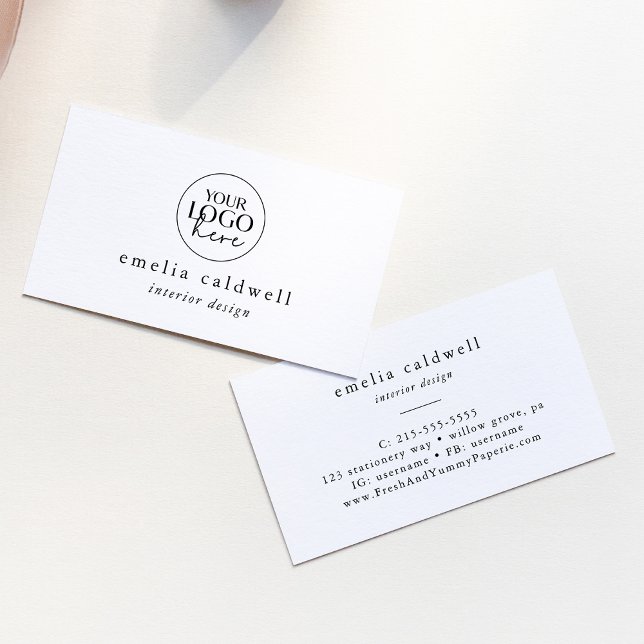 EMELIA Logo Einzigartig neutrales, weißes schwarze Visitenkarte (EMELIA Logo Unique Neutral White Black Rustic Boho Business Card)