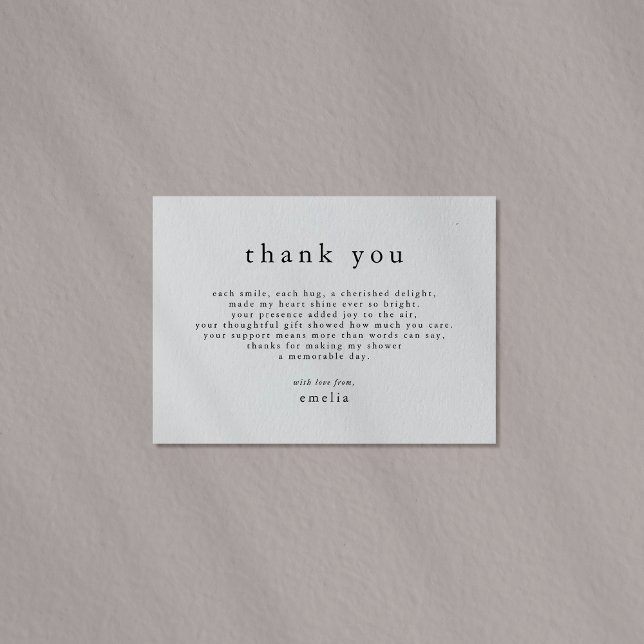 EMELIA Minimal Rustic Boho Einfache Babydusche Dankeskarte (EMELIA Minimal Rustic Boho Simple Baby Shower Thank You Card)