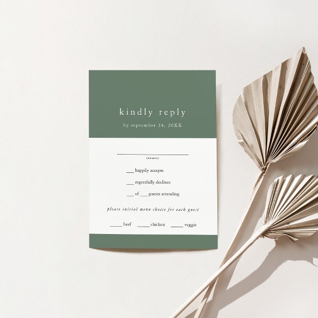 EMELIA Modern Mountain Sage Green Simple Wedding RSVP Karte (EMELIA Modern Mountain Sage Green Simple Wedding RSVP Card)