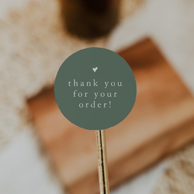 EMELIA Modern Olive Sage Green Vielen Dank für Ihr Runder Aufkleber (EMELIA Modern Olive Sage Green Thank You For Order Classic Round Sticker)