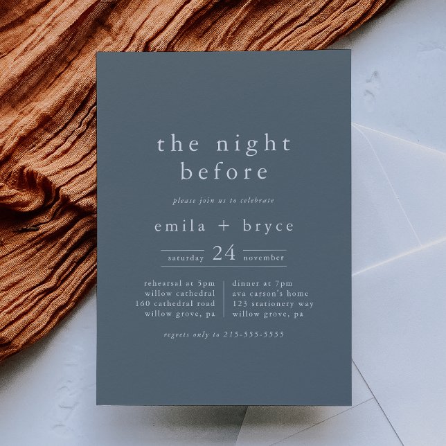 EMELIA Navy Blue The Night Before Probe Dinner Einladung (EMELIA Navy Blue The Night Before Rehearsal Dinner Invitation)