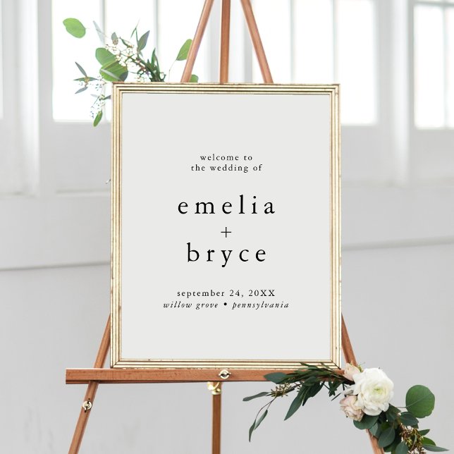 EMELIA Neutral Boho Wedding Welcome Sign Template Poster (EMELIA Neutral Boho Wedding Welcome Sign Template)