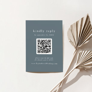 EMELIA QR Code Dusty Blue Minimal Wedding RSVP Begleitkarte