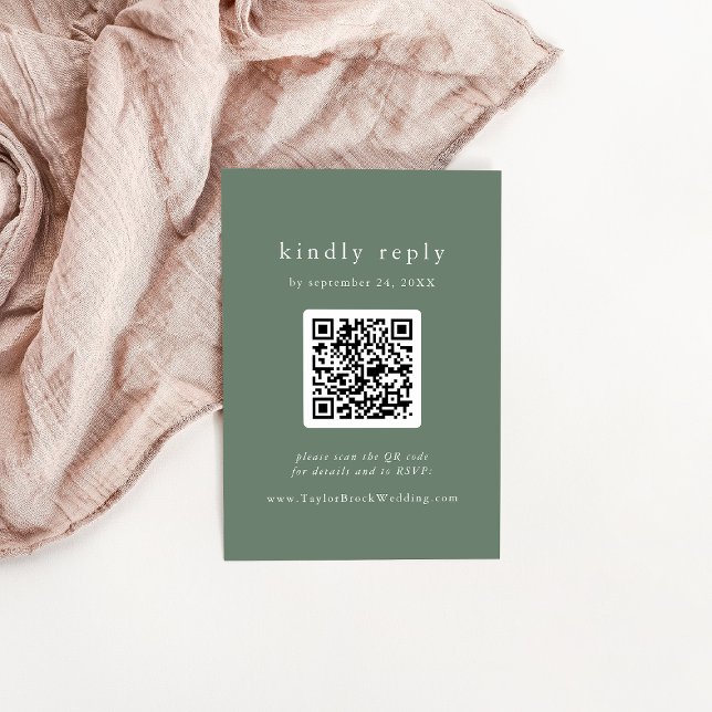 EMELIA QR Code Simple Mountain Rustic Wedding RSVP Begleitkarte (EMELIA QR Code Simple Mountain Rustic Wedding RSVP Enclosure Card)
